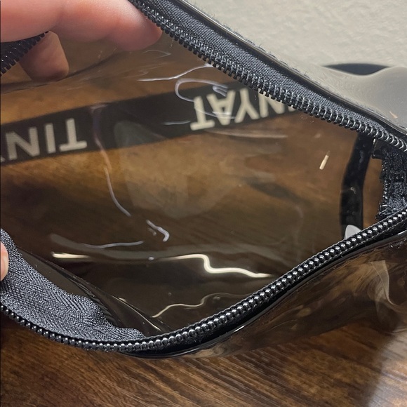 TINYAT Black Semi Transparent Cylindrical Crossbody Bag Adjustable Strap - Picture 6 of 6